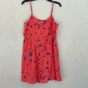 Aerie lightweight cotton dress with embroidery details buttons in the front